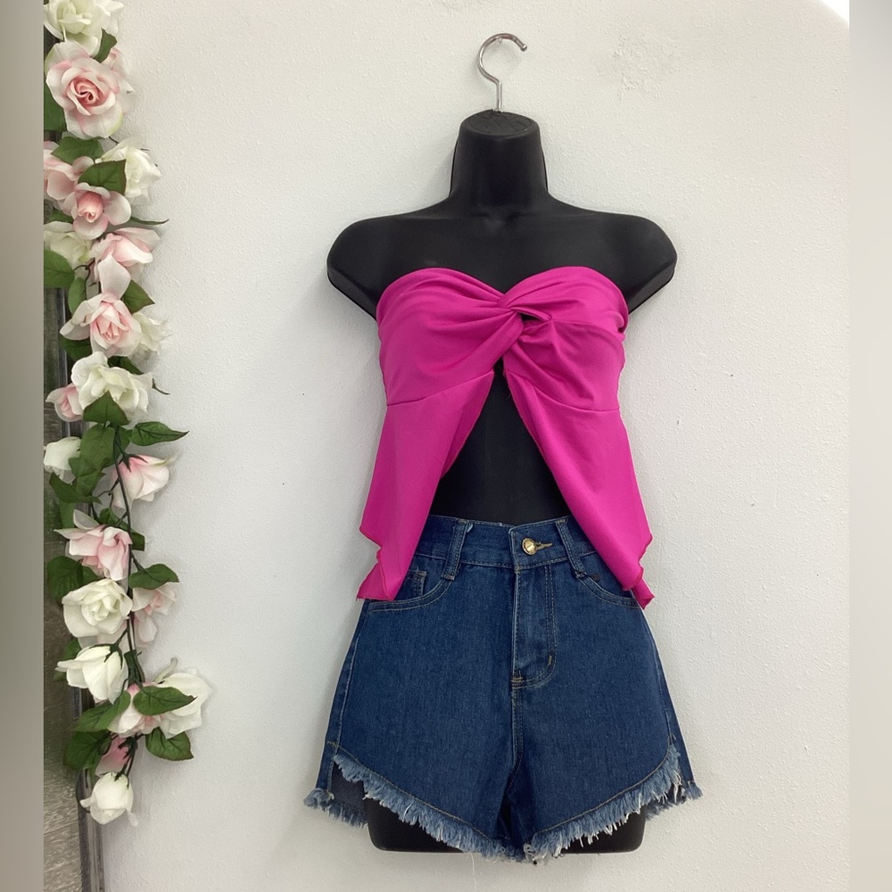 Dama pink butterfly crop top